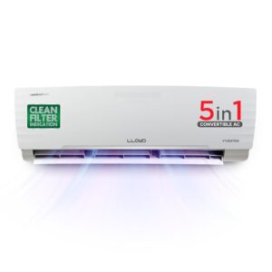 Lloyd 1.5 Ton 3 Star Inverter Split AC (5 in 1 Convertible, Copper, Anti-Viral + PM 2.5 Filter,White with Chrome Deco Strip, GLS18I3FWAGC)