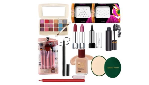 All-In-One Makeup Kit For Women & Girls | 16-Piece Set With Eyeshadow, Foundation, Lipsticks & More | Perfect Raksha Bandhan Gift