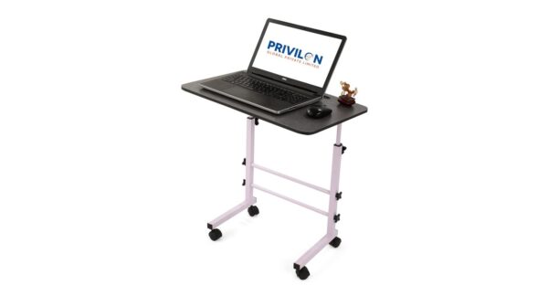 Height Adjustable Multipurpose Table: Study, Laptop, Office, Work From Home (Black Table with White Leg) / Portable / Foldable / 23.62"L x 15.75"W x 24-30"H