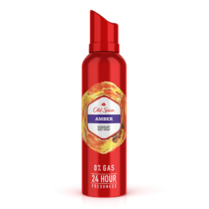 Old Spice Amber No Gas Deodorant Body Spray For Men (24 Hour Long Lasting Freshness, 140ml) "All Day Protection" / "Gas Free" / "Exotic Scent"