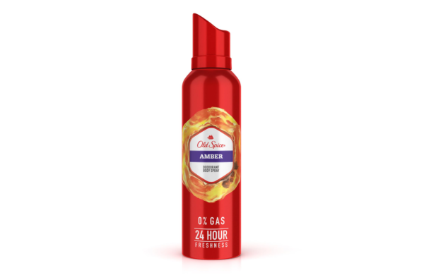 Old Spice Amber No Gas Deodorant Body Spray For Men (24 Hour Long Lasting Freshness, 140ml) "All Day Protection" / "Gas Free" / "Exotic Scent"