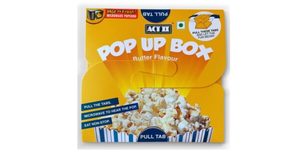 Microwave Butter Popcorn Pop Up Box (100g) - Ready-to-Eat Cinema-Style Snack / Quick & Easy Preparation / Single-Serve Tub