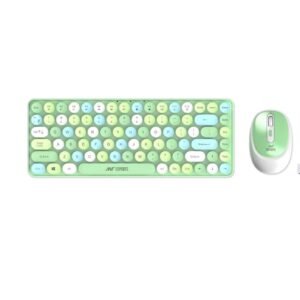 Ant Esports WKM33 Mini Keyboard and Mouse Combo (Apple Green) / Colorful Wireless Keyboard with Round Keycaps / 2.4GHz Connection / Long Battery Life / Cute Wireless Mouse for PC/Laptop/Computer