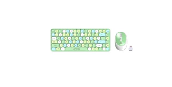 Ant Esports WKM33 Mini Keyboard and Mouse Combo (Apple Green) / Colorful Wireless Keyboard with Round Keycaps / 2.4GHz Connection / Long Battery Life / Cute Wireless Mouse for PC/Laptop/Computer