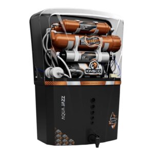 Kinsco Aqua Jazz ISI Copper Alkaline RO Water Purifier | 15L Tank | RO + UV + UF + TDS + Copper Technology | Auto Start/Stop | Black