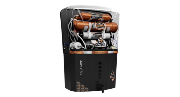 Kinsco Aqua Jazz ISI Copper Alkaline RO Water Purifier | 15L Tank | RO + UV + UF + TDS + Copper Technology | Auto Start/Stop | Black