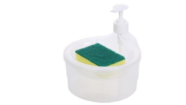 Kitchen Liquid Soap Dispenser with Sponge Holder (Double Layer, Pump Dispenser for Dishwashing Liquid, Bathroom Sink Organiser) - Pack of 1