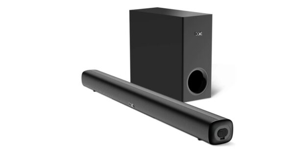 Boat Aavante Bar Mystiq Soundbar: 100W RMS, 2.1 CH, Multi-Connectivity, BT v5.3, Wired Subwoofer, EQ Modes, Bass & Treble Control, Remote (Pitch Black)