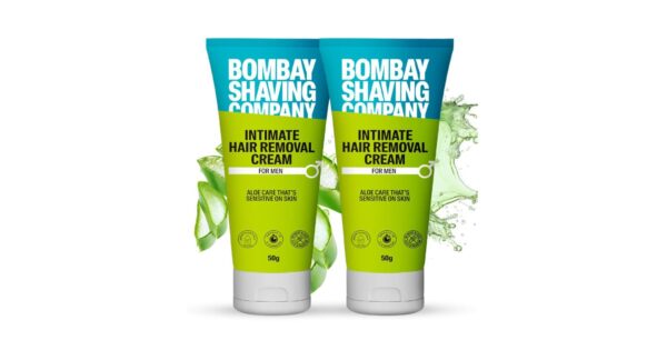Bombay Shaving Company Intimate Hair Removal Cream | Painless Pubic Hair Removal | For Sensitive Body Areas | Hair Removal Essentials | Body Hair Removal For Men (Pack of 2)