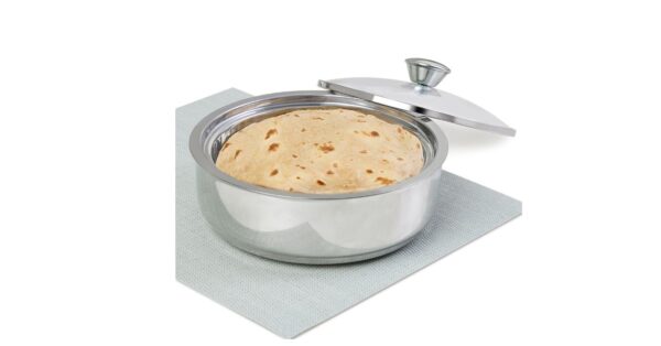 Borosil Stainless Steel Insulated Roti Server - 1.1L, Silver (Mirror Finish) / PUF Insulation / Dome Shaped Lid / 1 Year Warranty