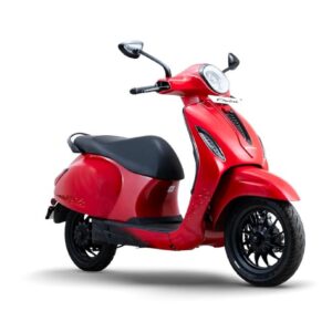 Chetak 2903 by Bajaj Auto High Speed Electric Scooter; Racing Red; 123 km Range; 63 kmph Top Speed; 3 kW Motor; 2.9 kWh Battery; Metal Body; Smart Features; With Charger (Ex-Showroom)