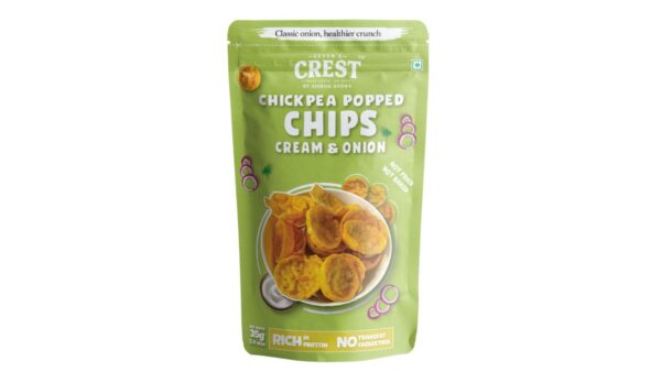 Seven's Crest Chickpea Popped Chips - Cream & Onion | 3 x 35g | Not Baked, Not Fried | Rich in Protein | Low Calorie | Healthier Snack (Pack of 3)