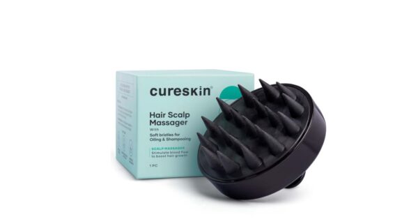 Cureskin Head Massager | Hair Growth Stimulator | Scalp Massager Brush (Soft Bristles, Exfoliating, Anti-Dandruff)