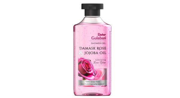 Dabur Gulabari Shower Gel - Damask Rose & Jojoba Oil (250ml) | Rose Extract Beads | 99% Pure Glycerin | No Parabens/Silicones | 100% Soap-Free Body Wash
