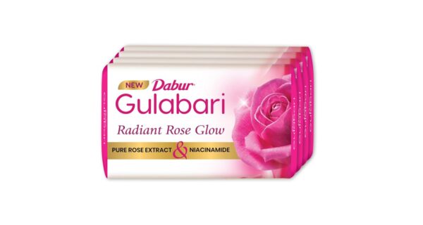 Dabur Gulabari Pure Rose Soap 150g (Pack of 4) | Moisturizing Bathing Soap for Radiant Rose Glowing Skin & Body | Pure Rose Extract, Glycerine & Niacinamide | Long Lasting Fragrance | For Men & Women