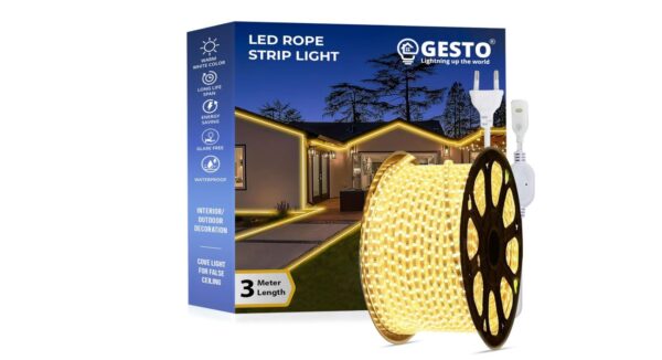 Gesto 3 Meter Rope LED Strip Lights - Outdoor Waterproof Lights (Warm White) "For Balcony, Home & Interior Decoration" (Diwali, Ceiling Cove Light)