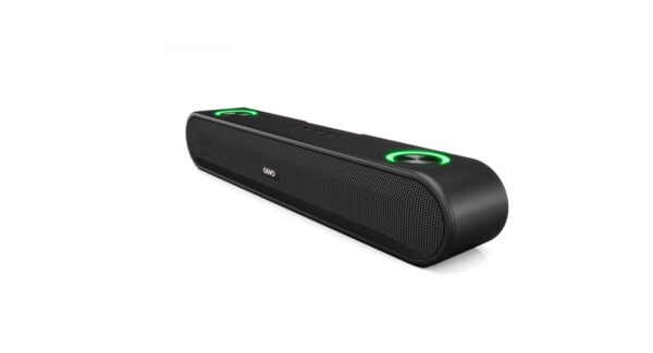 GOVO Gosurround 220 16W Bluetooth Sound Bar (Platinum Black) / 2000 mAh Battery / 2.0 Channel with 52Mm Drivers / Multicolor LED Lights / TWS, Aux, Bluetooth, USB Support