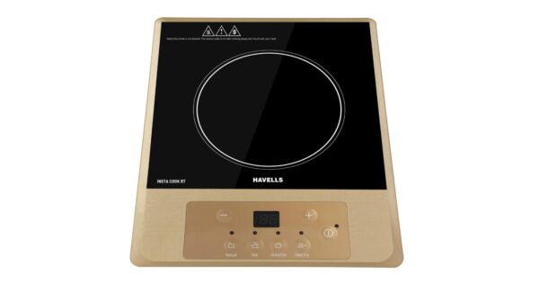 Havells Insta Cook-RT Induction Cooktop: 1400W, Glass Ceramic Plate, 4 Cooking Options, Auto Pan Detection (Brown Black)