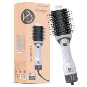 1200W Hot Air Brush For Women (Hair Straightener/Dryer/Volumizer/Styler) "4-in-1 Multifunctional Design" (3 Heat & Speed Settings + Cool Option) "Ceramic Plates" "Auto Shut-Off" "Frizz-Free Hair"
