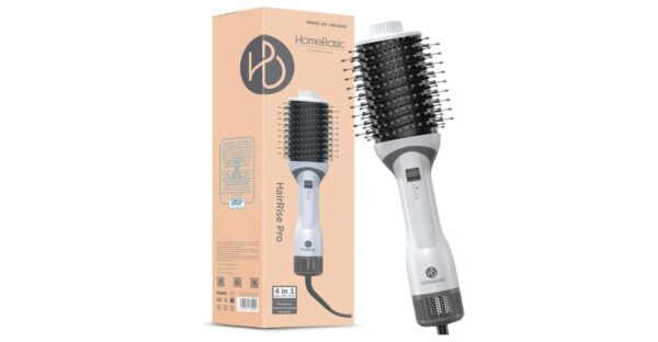 1200W Hot Air Brush For Women (Hair Straightener/Dryer/Volumizer/Styler) "4-in-1 Multifunctional Design" (3 Heat & Speed Settings + Cool Option) "Ceramic Plates" "Auto Shut-Off" "Frizz-Free Hair"