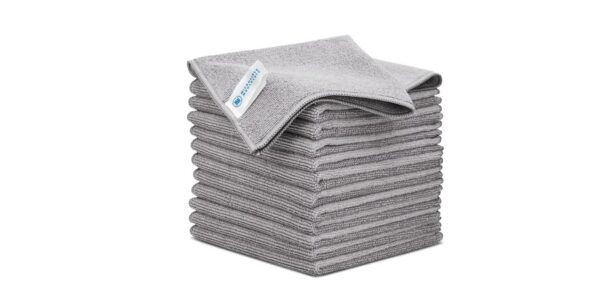 Buff Pro Multi-Surface Microfiber Cleaning Cloths | 12" x 12" Gray | 12 Pack | Premium Towels for Glass, Kitchen, Bathroom, Auto Cleaning