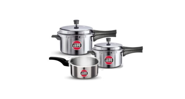 Iveo Indo-Green Aluminium Pressure Cooker Combo (2L, 3L, 5L) // Induction Base // Gas & Induction Compatible // Durable & Efficient // 1-Year Warranty