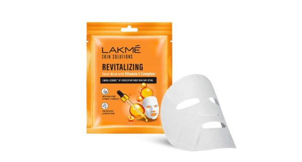 Lakme Skin Solutions Sheet Mask; Revitalizing With Vitamin C (25Ml, Pack Of 1); Serum Infused Formula; Glowing Skin In 15 Minutes