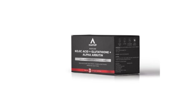 Man-Up Kojic Acid & Glutathione Soap (Pack of 3) | Gentle Exfoliation & Nourishing Formula | Dark Spot Care | Alpha Arbutin, Vitamins C & E | For Healthy, Radiant Skin