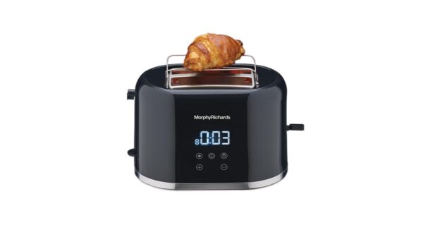 Morphy Richards Windsor Series Digital 2 Slice Toaster (800W) / 8 Browning Levels / Reheat & Defrost / Wide Slots / Bun Warmer / Dust Cover / Removable Crumb Tray / 2-Year Warranty (Black)