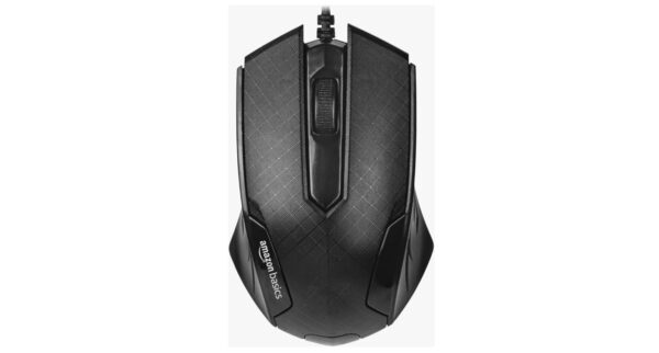 Amazon Basics Wired Mouse (3 Buttons / Up to 1600 DPI / 1.35m Cable / Black)