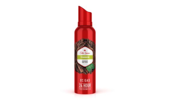 Old Spice Timber No Gas Deodorant Body Spray For Men (140ml) / 24 Hour Long Lasting Freshness / Spicy And Sweet Tonka Bean Scent / Creamy Wood Fragrance