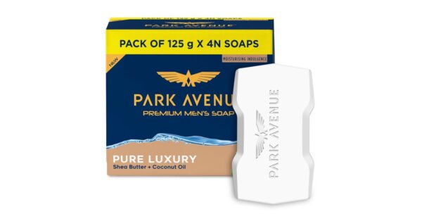 Park Avenue Premium Men's Soaps for Bath - Pure Luxury | 125g (Pack of 4) | Enriched with Shea Butter & Coconut Oil | Grade 1 Soap | For All Skin Types