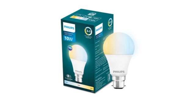 PHILIPS 10-Watt LED Bulb | 3 Colors in 1 | Scene Switch for Home & Decoration | Tunable White | B22D Base | Pack of 1