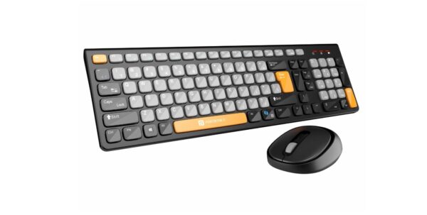 Portronics Key7 Combo Wireless Keyboard & Mouse Set with Copilot AI (Grey+Orange) / 2.4 GHz USB Receiver / 10m Range / 12 Shortcut Keys / Adjustable DPI (Up to 1600) / 10M Key Life / For PC, Laptop, Mac