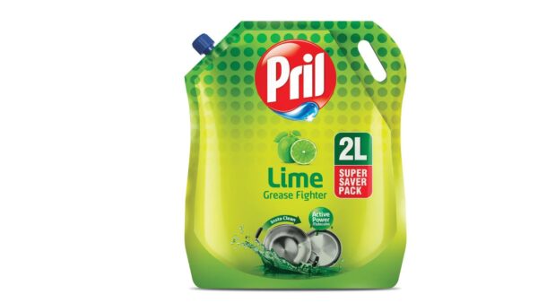 Pril Lime Liquid Dishwash Gel (2L Pouch) | Advanced Grease Cleaner | No Residue Formula | German Technology | Safe for All Utensils
