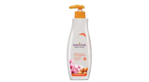 Santoor Perfumed Body Lotion (400ml) | Sandalwood & Sakura Extracts | Skin Whitening & UV Protection | Deep Moisturization | Non-Greasy | For Normal Skin