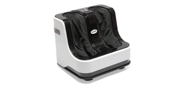 AGARO Relaxing Foot & Calf Massager Machine with Rolling & Kneading Functions (White) / Pain Relief & Improved Blood Circulation / Home Use / 3 Massage Functions / Auto & Manual Modes / Washable Sleeves