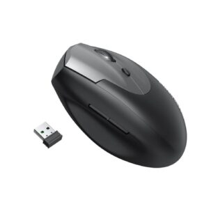Amazon Basics Ergonomic Vertical Mouse: 6 Buttons, Adjustable DPI (Up to 1600), Wireless 2.4G Optical, USB Compatible (PC/Mac/Laptop)