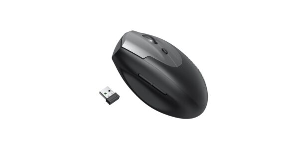 Amazon Basics Ergonomic Vertical Mouse: 6 Buttons, Adjustable DPI (Up to 1600), Wireless 2.4G Optical, USB Compatible (PC/Mac/Laptop)