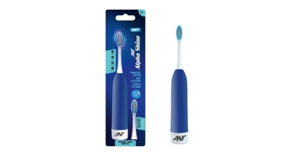 Ant Alpha Shine Electric Toothbrush - Blue | 28,000 Oscillations/Minute | 360° Cleaning | Quad-Timer Technology | FDA & ROHS Approved