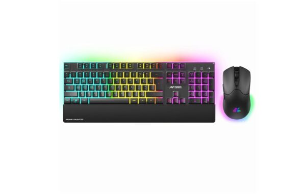 Ant Esports KM500W Pro Wireless Gaming Keyboard Mouse Combo (Rechargeable, 104 Key LED Backlit, Ergonomic Mouse) for Xbox/PS5/PS4/PC/Laptop