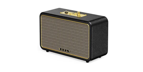 Boult Retroamp Z40 40W Bluetooth Speaker / Dual Dynamic Drivers / 14Hr Playtime / Leather Body / Type-C / Karaoke Input / BT 5.3 (Royal Gold)