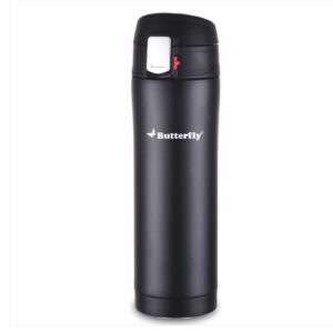 Butterfly Flip Vacuum Flask 450 ML - 24-Hour Heat Retention, Double Wall Insulation, Eco-Friendly, Spill-Proof Lid, Odor-Free Stainless Steel (450 ML)