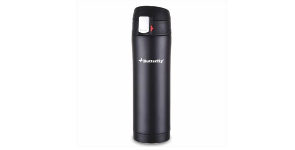 Butterfly Flip Vacuum Flask 450 ML - 24-Hour Heat Retention, Double Wall Insulation, Eco-Friendly, Spill-Proof Lid, Odor-Free Stainless Steel (450 ML)