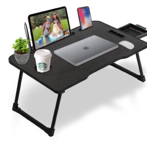 Callas Multi-Purpose Laptop Table (CA-39-Black) - Large 23.42" Portable Desk With Cup Holder / iPad Stand / Foldable Legs (For Bed, Sofa, Floor)