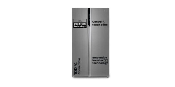 CANDY 602 L Frost Free Side by Side Refrigerator (CSS6600TS) "100% Convertible Technology" "Digital Control Panel" "Magic Convertible Cooling" "2-door" (Shiny Steel)