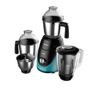 Crompton Ameo 750-Watt Mixer Grinder (Black & Green) - 3 Stainless Steel Jars + 1 Juicer Jar / MaxiGrind Technology / Motor Vent-X / Heavy Duty 750W Motor / Overload Protector / Ergonomic Design