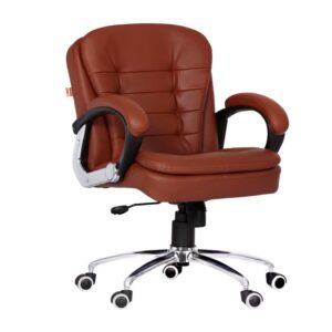 Da URBAN® Milford Mid Back Revolving Leatherette Ergonomic Chair (Tan) | Home & Office Executive Seating | Height Adjustable | Heavy Duty Metal Base | Comfortable Padding | Tilt Lock Mechanism