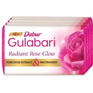 Dabur Gulabari Pure Rose Soap 150g (Pack of 4) | Moisturizing Bathing Soap for Radiant Rose Glowing Skin & Body | Pure Rose Extract, Glycerine & Niacinamide | Long Lasting Fragrance | For Men & Women