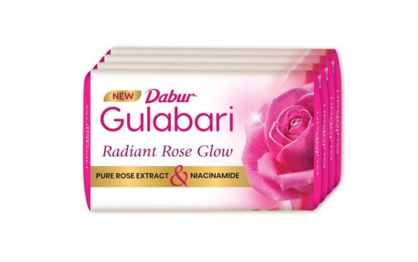 Dabur Gulabari Pure Rose Soap 150g (Pack of 4) | Moisturizing Bathing Soap for Radiant Rose Glowing Skin & Body | Pure Rose Extract, Glycerine & Niacinamide | Long Lasting Fragrance | For Men & Women